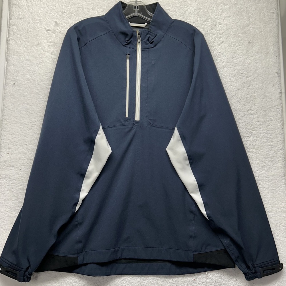 FootJoy Mens Size L Blue Dry Joys Tour XP 1/4 Zip Golf Windbreaker Jacket